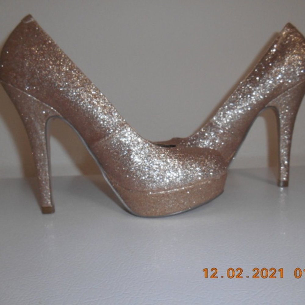 Madden Girl gold glitter shoes